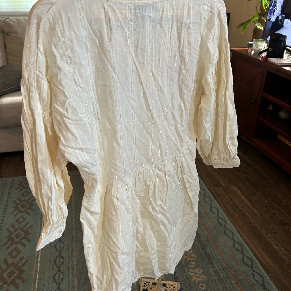 Zara Ivory Floral Embroidered Blouse Y2K style bohemian neutral - Picture 7 of 8